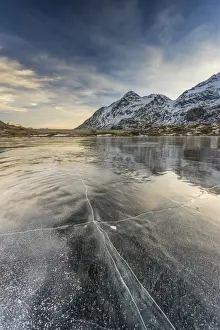 Bernina Pass Prints: Bernina Pass, Switzerland. The iced white lake at Bernina Pass