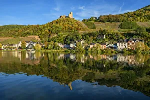 Landshut Castle Prints: Bernkastle-Kues with Landshut castle, Mosel valley, Rhineland-Palatinate, Germany