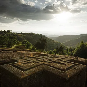 Ethiopia Prints: Bet Giyorgis (St Georges Church) at dusk, Lalibela, Ethiopia
