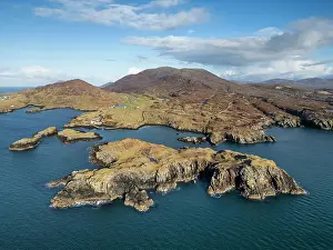 Isolated Prints: Bhalaigh island and Rodel, Isle of Harris, Outer Hebrides, Scotland, UK, February 2025