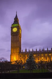 Big Ben, Houses of Parliament at Christmas, London, England