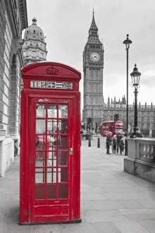 London Gallery: Big Ben, Houses of Parliament and a red phone box, London, England