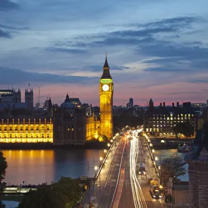 Big Ben, Houses of Parliament and Westminster Bridge, London, England, UK