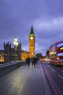 Images Dated 4th February 2015: Big Ben, Houses of Parliament and Westminster Bridge, London, England