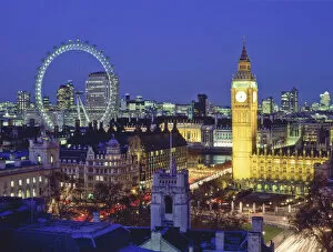 Images Dated 30th November 2016: Big Ben & London Eye at Night, London, England