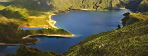 Sao Miguel Prints: The big volcanic crater of Lagoa do Fogo (Fire Lagoon), a nature reserve and one of