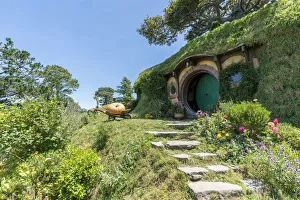 Bilbo Baggins house. Hobbiton Movie Set, Matamata, Waikato region, North Island