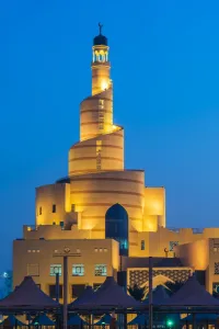 Doha Prints: Bin Zaid Al Mahmoud Islamic Cultural Center (known also as Fanar) with its spiral mosque