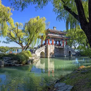 Qing Dynasty Prints: Binfeng Bridge at Summer Palace (UNESCO World Heritage Site), Beijing, China