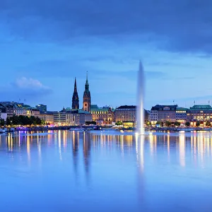 Binnealster Prints: Binnenalster at dusk, Hamburg, Germany