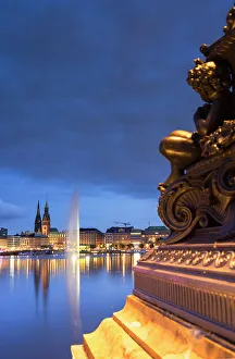 Binnealster Prints: Binnenalster at dusk, Hamburg, Germany