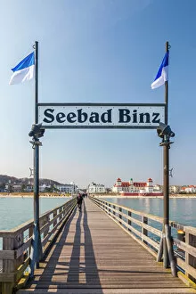 Images Dated 2nd November 2022: Binz pier on the island of Rugen with a view of the city, Mecklenburg-Western Pomerania