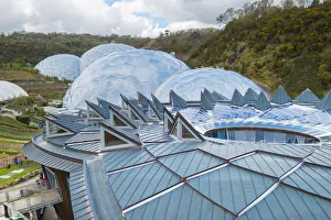 Biomes and The Core centre in the foreground, Eden Project, Cornwall, England, UK Biomes and The Core centre in the foreground, Eden Project, Cornwall, England, UK