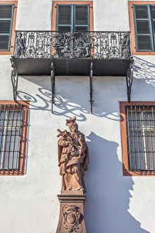Bishop Prints: Bishop statue at the Palais in Eltville am Rhein, in the Rheingau, Hesse
