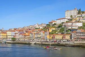 Duoro Prints: Bishops palace with river Douro and Ribeira, Porto, Portugal