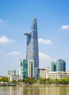 Images Dated 1st April 2016: Bitexco Financial Tower and central Ho Chi Minh City (Saigon) skyline on the Saigon River