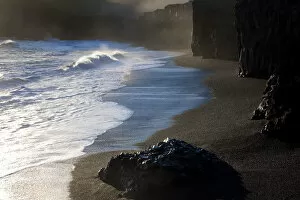 Black beach and wave, nr Vik, Iceland