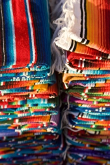 San Cristobal De Las Casas Prints: Blankets in market