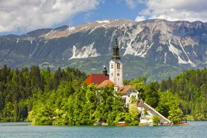 Bled Island with the Church of the Assumption, Lake Bled, Bled, Upper Carniola, Julian