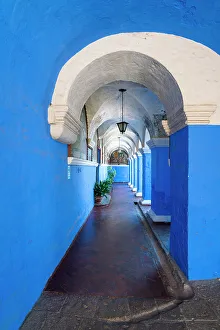 Pillar Prints: Blue corridor at Monastery of Santa Catalina de Siena