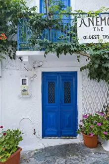 Images Dated 30th June 2022: Blue door, Skopelos Town, Skopelos, Sporade Islands, Greece