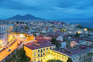 Blue Hour Prints: Blue hour over Naples from a terrace in Chiaia, Campania