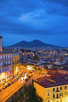 Blue Hour Prints: Blue hour over Naples from a terrace in Chiaia, Campania
