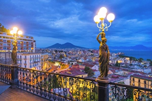 Blue Hour Prints: Blue hour over Naples from a terrace in Chiaia, Campania, Italy