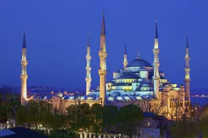 Moslem Prints: Blue Mosque at Dusk, Istanbul, Turkey