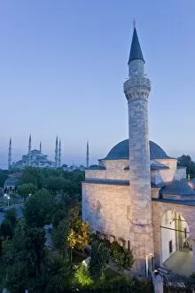 Turkish Collection: Blue Mosque with Firuz Aga Camii Mosque in the foreground