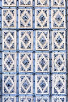 Images Dated 16th June 2017: Blue patterned wooden door, Salamanca, Castille and Leon, Spain