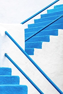 Lanzarote Prints: Blue steps and white walls, Puerto del Carmen, Lanzarote, Canary Islands, Spain
