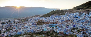 Q1 2025 Prints: Blue town of Chefchaouen at sunset, Rif Mountain, Morocco