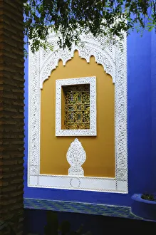 The blue and yellow contrast found in the Majorelle garden. Marrakech, Morocco