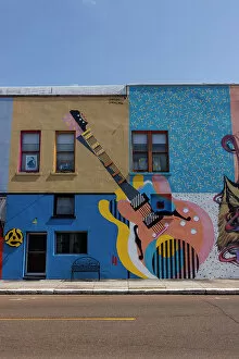 Music Gallery: Blues guitar mural, Clarksdale, Mississippi, USA