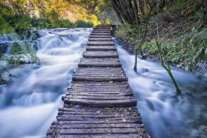 Images Dated 21st October 2015: Boardwalk over Cascading Water, Plitvice National Park, Croatia