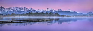 Boardwalk at Hopfensee - Germany, Bavaria, Swabia, Ostallgau, Fussen, Hopfensee - Alps