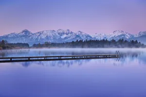 Boardwalk at Hopfensee - Germany, Bavaria, Swabia, Ostallgau, Fussen, Hopfensee - Alps