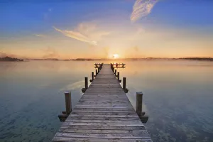 Boardwalk at lake - Germany, Bavaria, Upper Bavaria, Starnberg