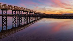 Board Walk Prints: Boardwalk reflection at sunrise, Cape Cod, Sandwich, Massachusetts, USA