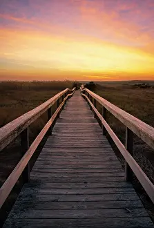 Board Walk Prints: Boardwalk at sunrise, Cape Cod, Orleans, Massachusetts, USA