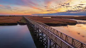 Board Walk Prints: Boardwalk at sunrise, Cape Cod, Sandwich, Massachusetts, USA