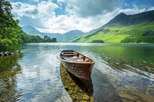 Boat on Buttermere Lake, Lake District, UK