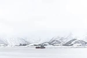 Fiord Prints: A boat in Lofoten Islands, Nordland, Norway