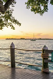 Key West Prints: Boat sailing by Key West Historic Seaport, Key West, Florida Keys, Florida, USA