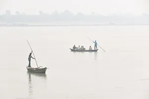 Fair Prints: Boatmen in Gandak river. Sonepur Mela, India