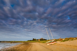 Tidal Flat Prints: Boats on beach, Steenodde, Amrum Island, Northern Frisia, Schleswig-Holstein, Germany