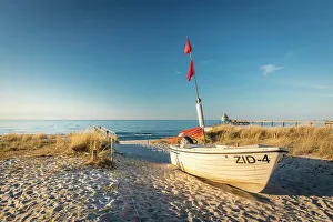 Boats on the beach at Zingst, Mecklenburg-West Pomerania, North Germany, Germany