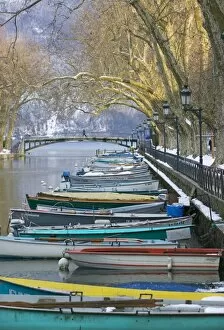 Haute Savoie Gallery: Boats along Canal du Vasse, Annecy, Haute-Savoie, France