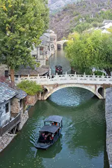 Water Town Prints: Boats on canal in Gubei Water Town, Simatai, Beijing, China